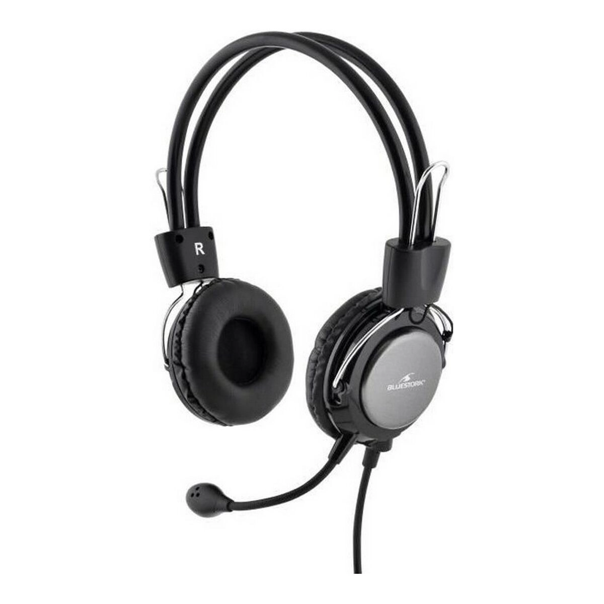 Headphones with Microphone Bluestork MC-201 Grey Black/Silver