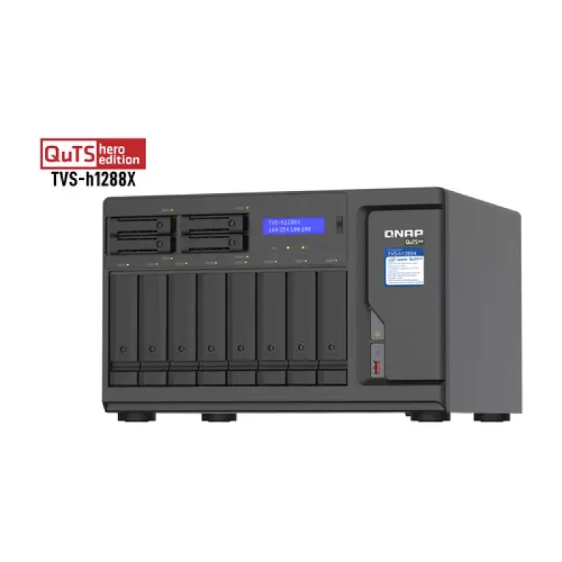 QNAP TVS-h1288X NAS Tower Intel® Xeon® W-1250 16 GB DDR4 0 TB QuTS hero Black