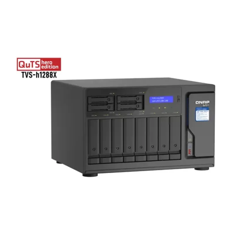 QNAP TVS-h1288X NAS Tower Intel® Xeon® W-1250 16 GB DDR4 0 TB QuTS hero Black