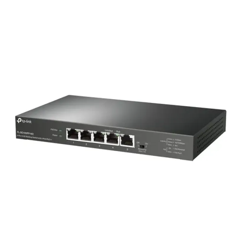 TP-Link TL-SG105PP-M2 tinklo komutatorius Ne-valdomas Gigabit Ethernet (10/100/1000) Maitinimas per Eternetą (PoE) Juoda