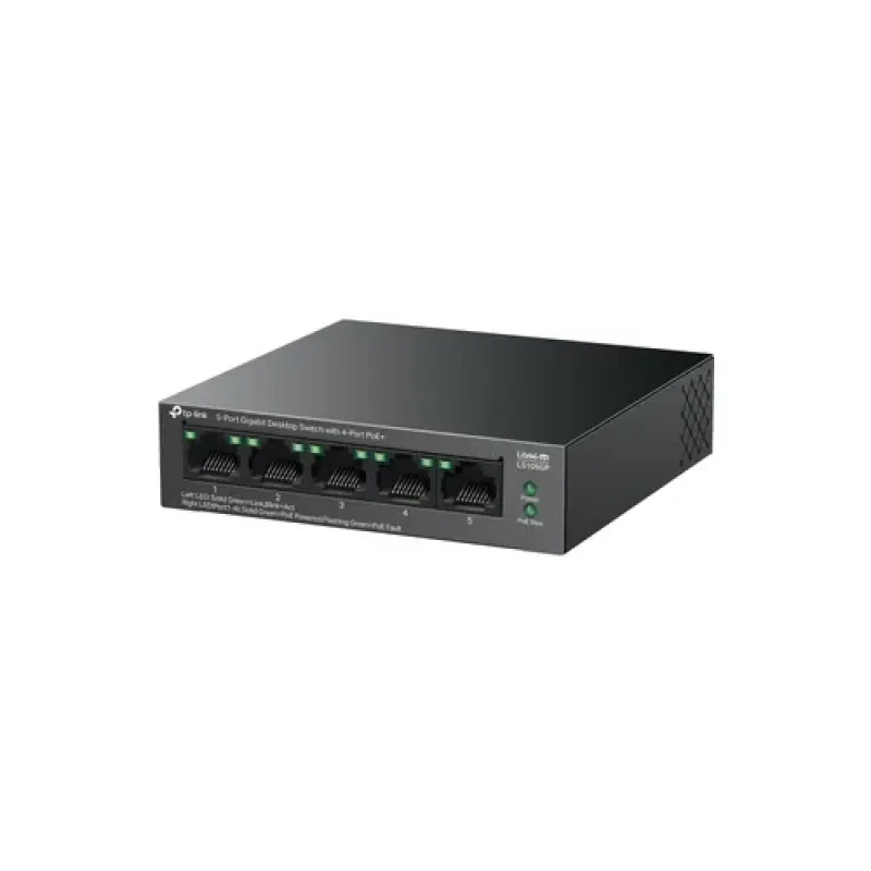 TP-Link LiteWave LS105GP tinklo komutatorius Ne-valdomas Gigabit Ethernet (10/100/1000) Maitinimas per Eternetą (PoE) Juoda