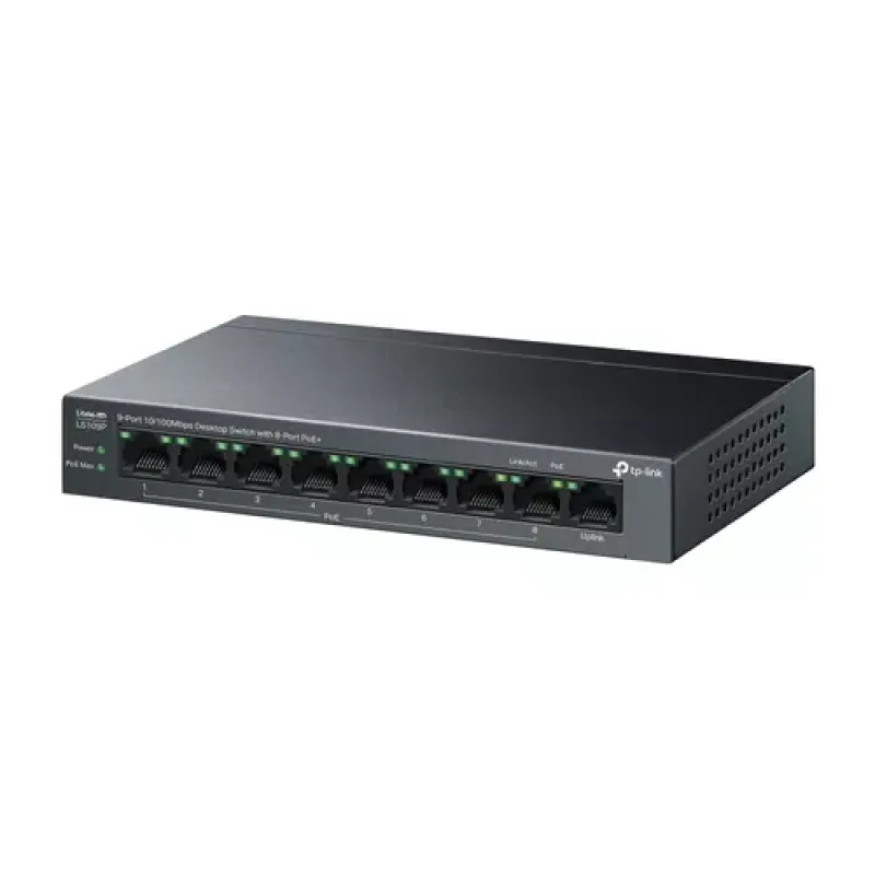 TP-Link LiteWave LS109P tinklo komutatorius Ne-valdomas Fast Ethernet (10/100) Maitinimas per Eternetą (PoE) Juoda