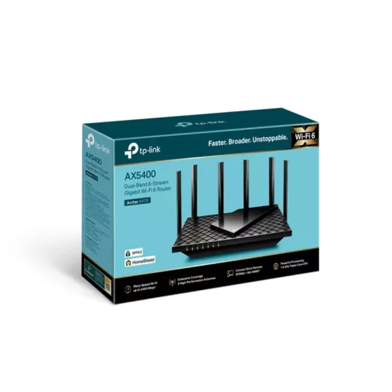 TP-Link Archer AX72 belaidis maršrutizatorius Gigabitinis eternetas Dviguba juosta (2,4 GHz / 5 GHz) Juoda