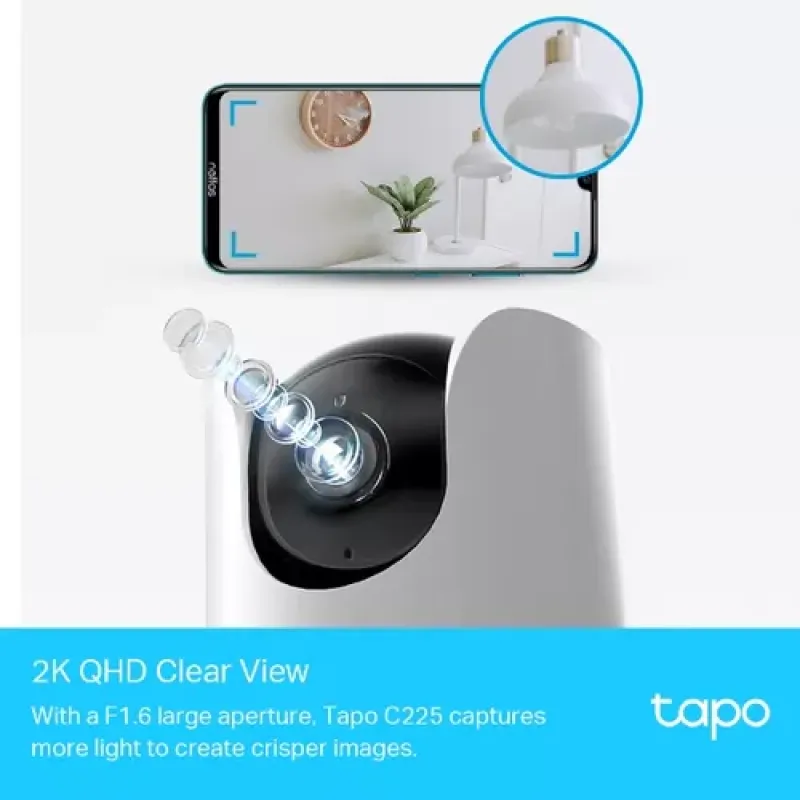 TP-Link Tapo C225 Tower IP apsaugos kamera Vidaus 2560 x 1440 pikseliai Stalas
