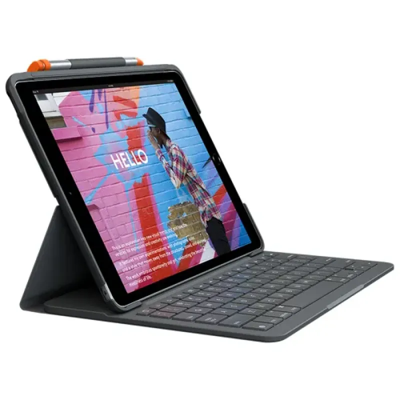 Logitech Slim Folio QWERTY Ispanas „Bluetooth“ Grafitas