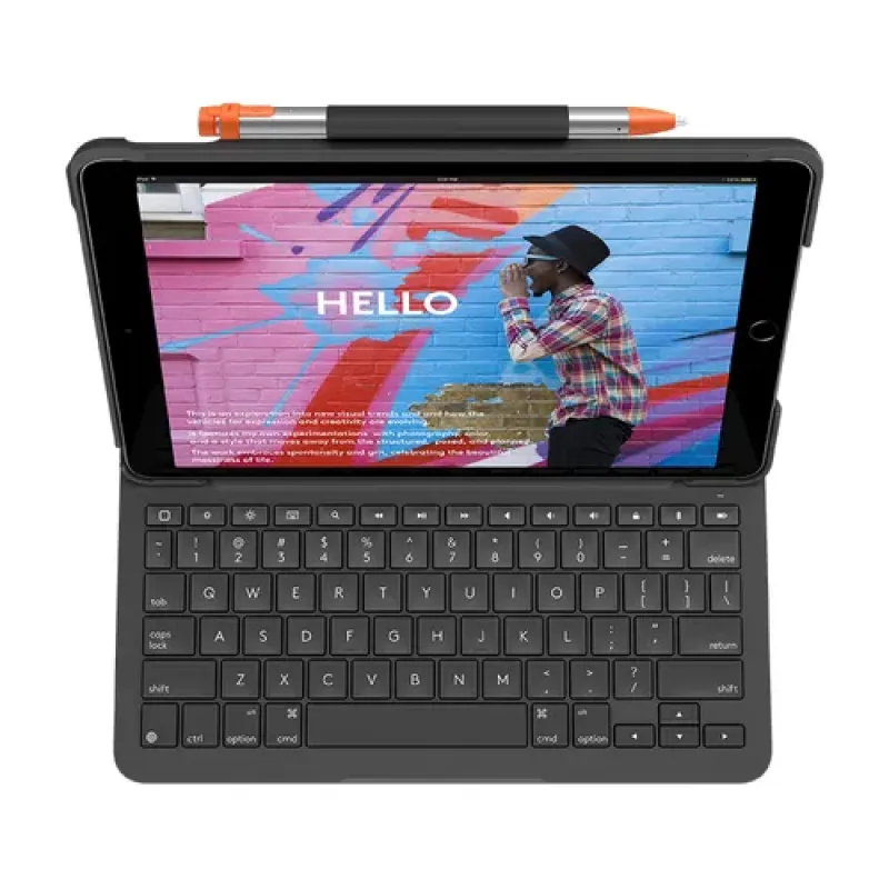 Logitech Slim Folio QWERTY Ispanas „Bluetooth“ Grafitas