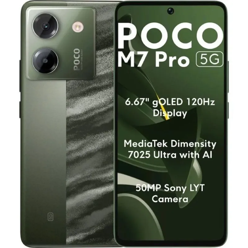Išmanusis Telefonas Poco M7 PRO 8+256GB DS 5G Mediatek Dimensity 6100+ 8 GB RAM 256 GB Žalia