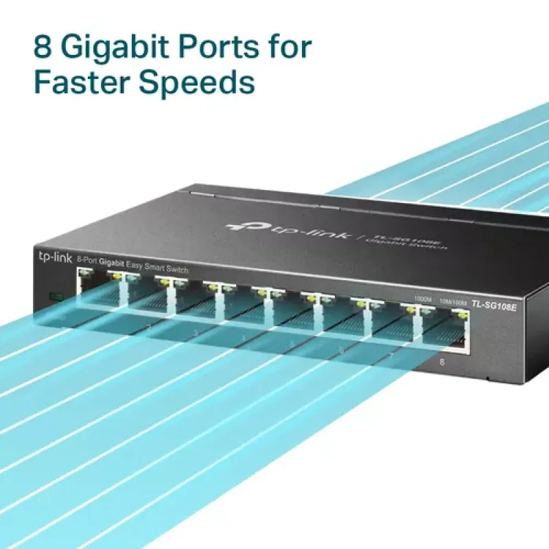 TP-Link TL-SG108E Valdomas L2 Gigabit Ethernet (10/100/1000) Juoda