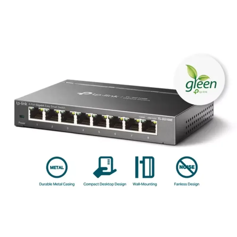 TP-Link TL-SG108E Valdomas L2 Gigabit Ethernet (10/100/1000) Juoda