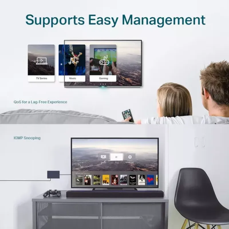 TP-Link TL-SG108E Valdomas L2 Gigabit Ethernet (10/100/1000) Juoda
