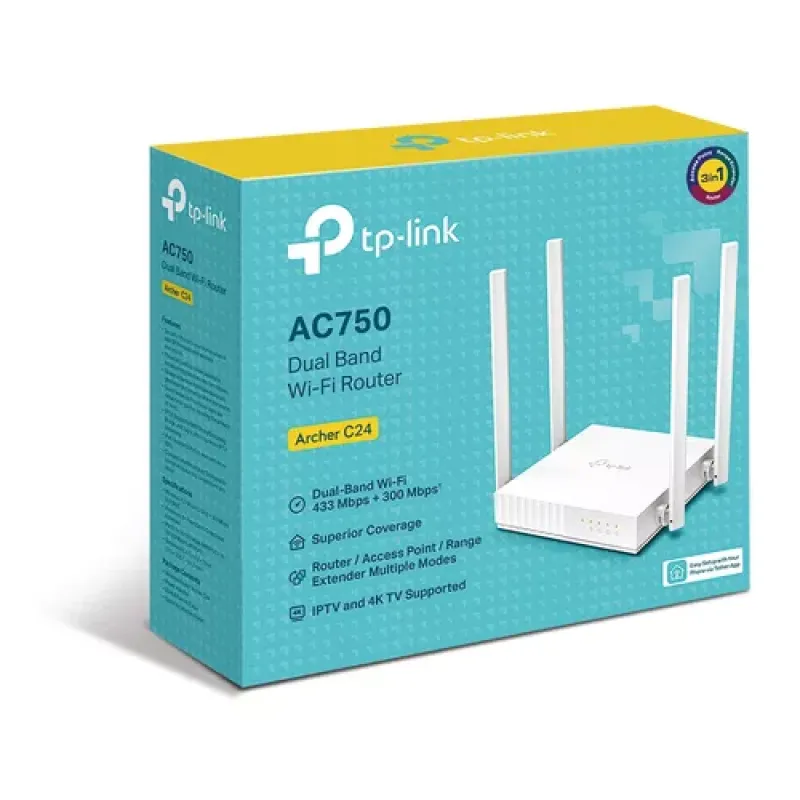 TP-Link ARCHER C24 belaidis maršrutizatorius Greitas eternetas Dviguba juosta (2,4 GHz / 5 GHz) Balta