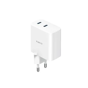 Havit UC45 EU - Cargador de viaje GaN de 45 W y doble puerto, negro