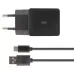 Sieninis įkroviklis + USB A - USB C kabelis KSIX USB Juoda