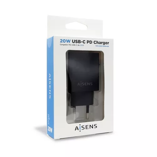 AISENS ASCH-1PD20-BK mobile device charger GPS, MP3, MP4, Mobile phone, Smartphone, Tablet Black AC Indoor