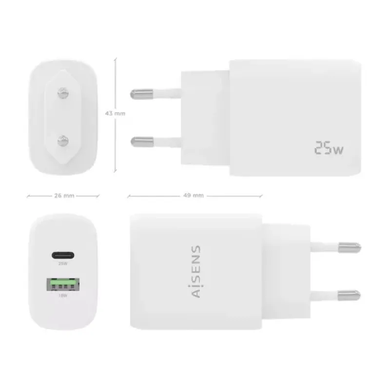 AISENS A110-0758 mobile device charger Universal White AC Fast charging Indoor