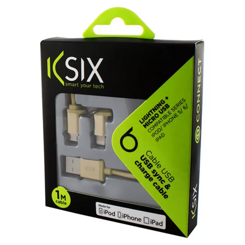 Kabelis USB į mikro USB ir "lightning" tipo jungtį KSIX